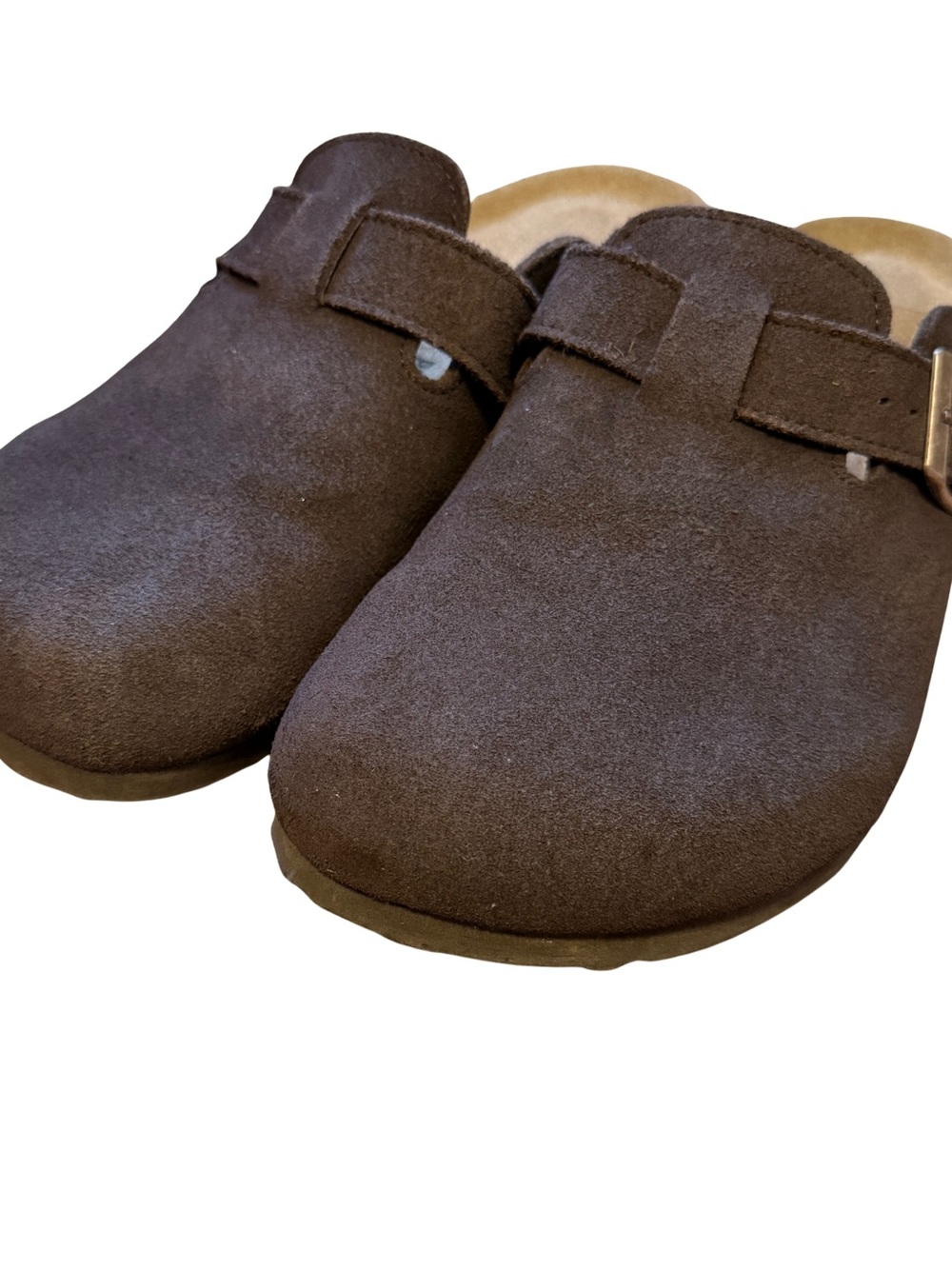 Project Cloud Benton Chunky Brown Slip-On Leather Suede Clogs Women Mule Size 8W